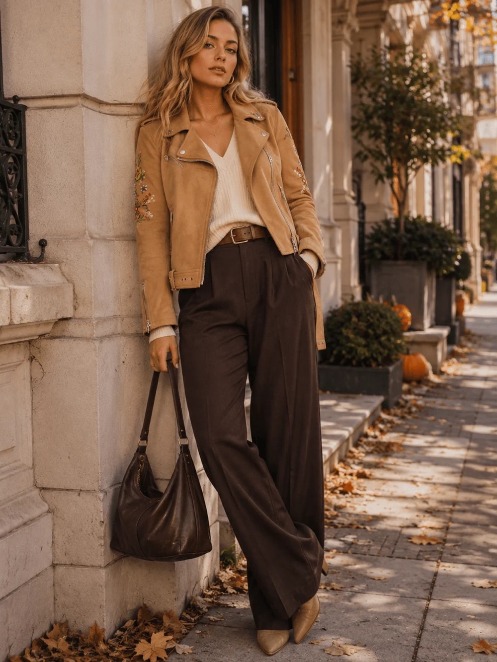 BEULAH | Sienna Bloom Embroidered Moto Jacket